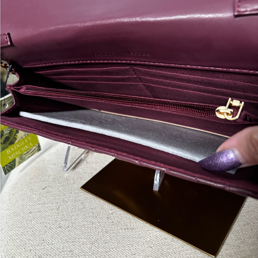 Quilted Plum Shoulder Bag with Gold Hardware - Picture 8 of 11